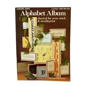 Vintage Alphabet Album Cross Stitch Needlepoint Patterns 1979 Leisure Arts #162